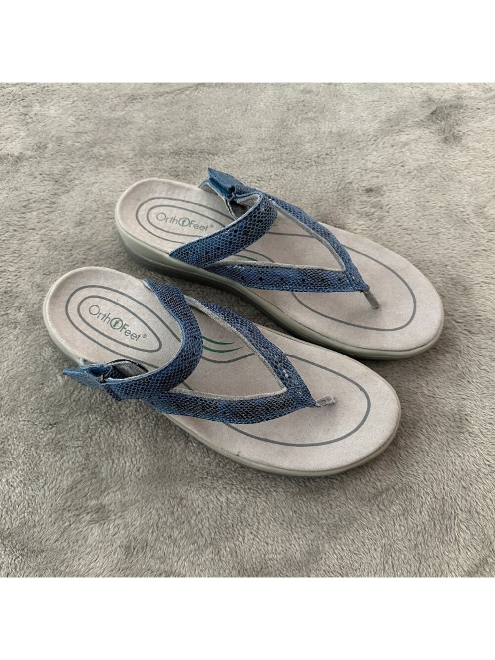 Orthofeet Gaya Sandals Blue Snakeskin Women's 12 D Wide 12D Comfort Shoes